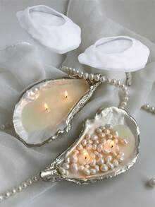 Oyster Shell & Baroque Pearl Silicone Mold DIY Aroma Candle Gypsum Jewelry Tray Mould 3D Simulation Oyster Shell Silicone Mold Irregular Pearl Mould For Handmade Soy Wax Craft - Mold - View 3