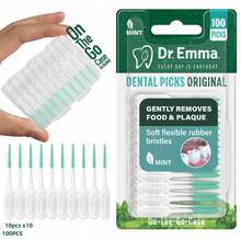 100pcs Original Dental Picks Narrow Medium Wide Mint Soft Rubberized Tooth Picks Easy To Use Brush - Multicolor - View 12
