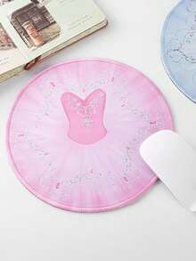 1 Piece Hand-Drawn Skirt Ballet Mouse Pad, Round Edged Mouse Mat, Ballet Themed Gift - View 4