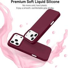 液態矽膠手機殼，適用於 iPhone 18 Pro Max，柔軟防滑手感 | 超細纖維內襯防摔保護，易於清潔，超薄設計，適用於 iPhone 18 Pro Max/18 Pro/18/17/16/15/14/13/12 系列 - 櫻桃紅 - 查看 9