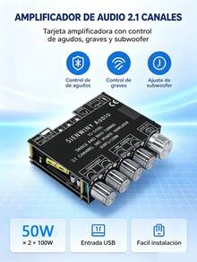 Módulo de Placa Amplificadora de Audio de 2.1 Canales, Modulación de Alta y Baja Frecuencia, Subwoofer Pesado - A - Ver 7