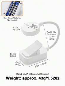 4pcs 4-LED Black/White Clip-On Book Light, Eye-Care Reading Lamp, 3 Color Temperatures, Dimmable, Mini Portable Clip-On Reading Light (Battery Not Included) - Multi-color - View 10