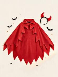 Children's Halloween Devil Cape Set, Red Little Devil Cloak + Horn Headband, Cos Stage Costume - Multicolor - View 5