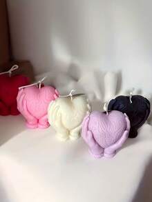 1pc Valentine's Day Heart-Shaped 3D Candle Resin Casting Mold, Holiday Atmosphere Hand-Held Heart Plaster Silicone Candle Mold, Handmade Soap Mold - A-White - View 4