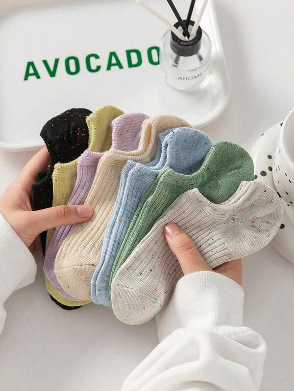 2/3/4/5/6 Paar Sommer Mädchen Polka Dot Garn Unsichtbare Socken - modisch vielseitig, süße einfarbige unsichtbare Bootssocken mit Streifen, weiche Polyestermischung, maschinenwaschbar, geeignet für den täglichen Gebrauch, süße Socken, Weihnachts-, Valentinstaggeschenke.