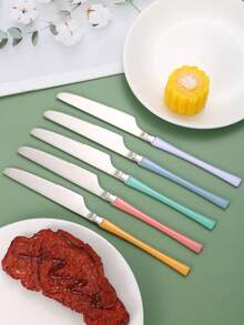 5pcs Stainless Steel Steak Knife Set, Suitable For Family Gatherings, Holiday Feasts, Buffet, Wedding Parties - View 1