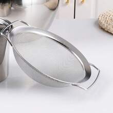Stainless Steel;Double Handles;Fine Mesh;Wide Rim;Rice Washing Bowl;Kitchen;Household;Vegetable Washing;Draining;Water Filter Basket;Multifunctional;Large Capacity;Drop-Resistant;Easy To Clean;Practical For Daily Cooking;Kitchenware;Great Item - Silver - View 10