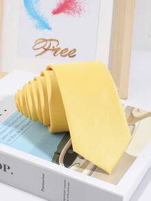1PC Men's Solid Color Fashion Encrypted Business Banquet Tie - Yellow - View 6