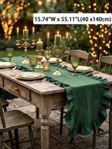 1PC Christmas Solid Color Ruffle Table Runner, Washable And Reusable, Suitable For Living Room, Dining Room, Party, Gathering, Home Daily Decoration, Wedding, Holiday Table Runner - Multicolor - View 11