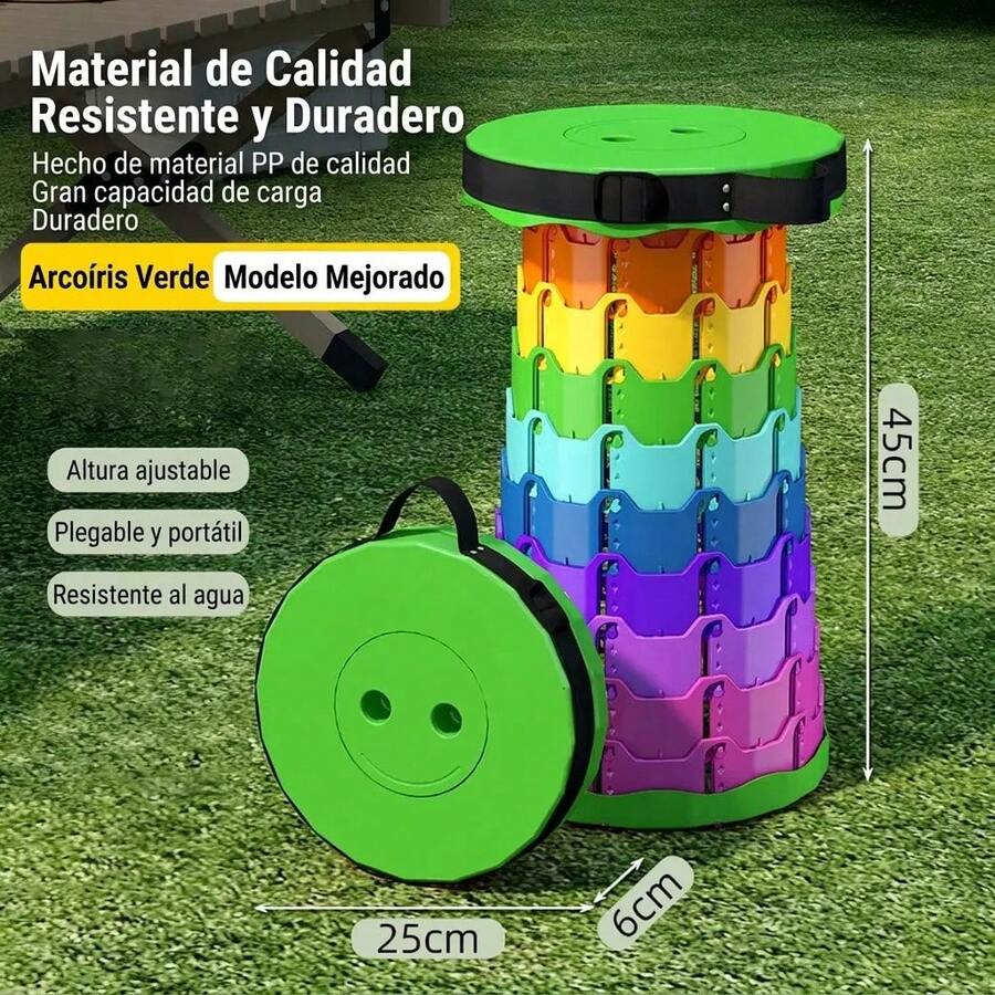 Banco Plegable Retráctil Taburete Telescópico Portátil 180kg - Negro - Ver 1
