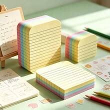 Large Lined Sticky Note Pad, 100 Sheets Per Book, Self-Adhesive Grid Inner Pages, Easy-Tear, Colorful Assorted Memo Sticky Notes For Office, School, Home, Bullet Journal, Planner, Desktop Organization (Random Color) - A - View 5