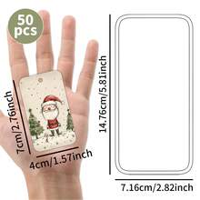 50Pcs Whimsical Folk Christmas Gift Tags, Hand‑Drawn Xmas Hanging Labels With Santa Snowman Illustrations, Pre‑Punched Paper Hang Tags With Hemp Rope For Gift Wrapping, Holiday Present, Christmas Tree Ornament, Party Favor - A - View 3