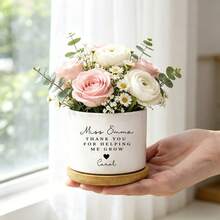 1pc Personalized Teacher Flower Pot, Custom Name Classroom Desk Planter, Customized Office Desk Decoration, Thank You Teacher Gift, Appreciation Gift For Teacher, Classroom Decor, End Of School Year Gift, Back To School Gift - White - View 3