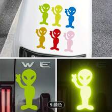 2pcs Neon Reflective Safety Stickers, Fun Alien Design - Suitable For Cars, Bicycles, Motorcycles, Backpacks - Night Visibility Decals, Durable Adhesive, Long-Lasting Reflection, Perfect For Vehicle Owners - Multicolor - View 10