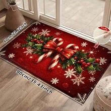 1pc Kitchen Floor Mat, Soft Faux Cashmere Material, Christmas Atmosphere, Holiday Style, Non-Slip And Dirt-Resistant, Suitable For Kitchen, Entrance, Bathroom Door, Home Decor Floor Mat, Multi-Scene Use Non-Slip Mat, Room Decoration, Holiday Gift - Multicolor - View 13