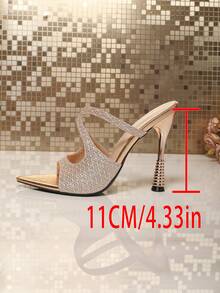 European Women's New 2026 Pointed Toe High Heel Slip-On Fashion Elegant Versatile Minimalist High Heel Sandals - Champagne - View 7