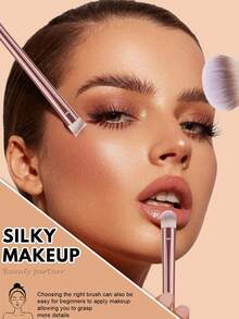 42Pcs Pink Rose Gold All‑In‑One Makeup Tools Set,20Pcs Makeup Brushes,Multi‑Size Makeup Sponges,Triangle & Finger Powder Puffs,Silicone Brush Cleaning Bowl & Pink Transparent Zipper Washbag - Multicolor - View 4