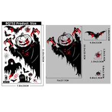 Halloween Decoration Static Cling Stickers, Pumpkin Skull Scythe Grim Reaper Glass Stickers Bat Spider Ghost Window Decals, Holiday & Party Glass Window Stickers - A - View 14