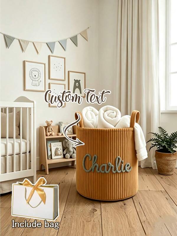 Caixa de Brinquedos Personalizada Dobrável de Grande Capacidade com Nome, Cesto de Armazenamento de Brinquedos em Feltro Personalizado para Organizar Brinquedos, Cobertores, Guias, Design de Animal de Estimação Resistente, Fácil de Limpar e Economizador de Espaço