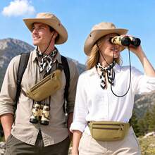 4pcs Adventure Costume Set For Women, Includes Waist Bag, Adventure Hat, Binoculars And Leopard Print Scarf, Adult Props - Multicolor - View 3