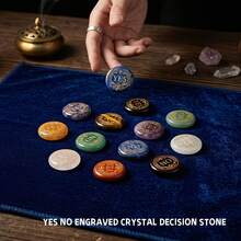 1pc Natural Crystal Yes No Decision Stone, Both Sides Engraved Choice Stone, Quick Divination Stone To Reduce Inner Conflict, Two Option Meditation - Decision Stone - View 6