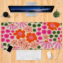 Bohemian Style Large Mouse Pad With Vibrant Floral Design, With Non-Slip Rubber Base, Designed For Gaming, Desk Mat For Keyboard And - Mouse Pad - View 2