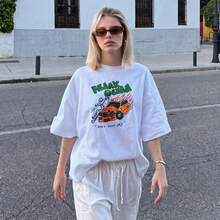 Unisex Oversized White Short-Sleeve Summer Graphic T-Shirt Ocean Boys Dont Cry Auto Flames Streetwear Urban Casual - White - View 5