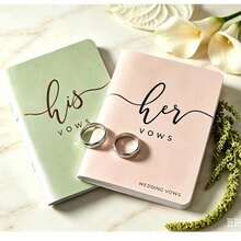 2 Wedding Vow Books, His & Hers, Gold Foil Lettering, 32 Pages Total, Ample Space For Writing Vows, Ideal For Your Wedding, Thanksgiving, And Christmas - one-size - View 2