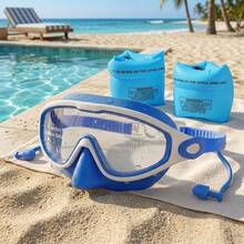 Swimming Goggles And Arm Floats Set, Soft And Lightweight, Solid Color Design, Anti-Fog, UV Protection, Wide Field Of Vision, Leak-Proof Swimming Mask - Multicolor - View 5