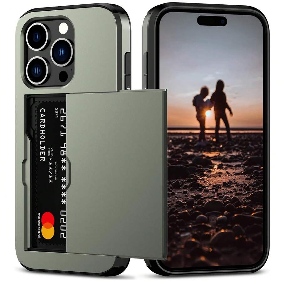 防摔 2 合 1 PC 卡槽手機殼，相容 Apple 18 Pro Max 18 Pro 17 Pro Max 17 Pro 17e 16E 15 14 13 12 11 7 8 XR X/XS XS Max，相容 Galaxy S26 Ultra S25 Ultra A37 A57 A56 A55 A17 S25 FE S26 FE A14 A15 A16 A26 A36 A35 A25，亦相容 P30 P30 Pro，2 合 1 防震手機保護殼，附卡槽錢包設計