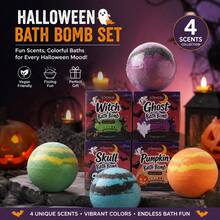 KORMESIC Mainan Kejutan Halloween Bola Garam Mandi 1 Buah Minyak Esensial Bom Mandi Gelembung Berbusa dengan Mainan Misteri Hantu untuk Perawatan Tubuh Spa - Bola garam mandi - View 1