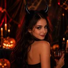 2pcs Halloween Horn Headband Women Costume Headwear - Multicolor - View 4