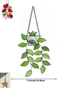 Green Plant Window Suncatcher, Colorful Glass Window Hanging Decor, Handmade Faux Plant Stained Glass Panel Suncatcher, Suitable For Plant Lovers, Unique Home Decor - Multiple Styles - View 11