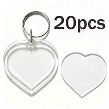 Transparent Heart-Shaped Acrylic Photo Frame Keychain, Large Head Sticker Photo Insert Key Ring, Blank Rectangular Double-Sided Photo DIY Pendant Frame - Transparent-heart Shape - View 10
