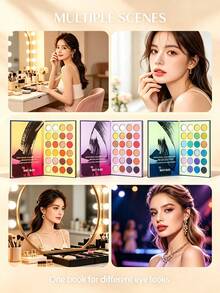 beauty glazed Pretty All Set Eyeshadow Palette Gift Set, Professional Makeup Kit With Matte & Shimmer Eyeshadows, Highlighter, Blush, Ideal For Valentine's Day And Holidays - Multicolor - View 2