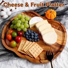 1pc Pumpkin Shaped Wooden Tray, Halloween Harvest Festival Table Decor, Kitchen Dining Room Bedroom Multi-Functional Serving Plate, Kitchen Accessory, Ideal Gift For Wedding Camping Outdoor Party - View 5