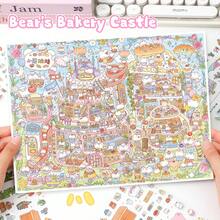 3D Stereoscopic Fun Scene Stickers, 3 Sheets Sticker Material + 1 Scene Card + 1 Effect Image/Pack, Oversized 33.9*25.2cm, Scrapbook Stickers, Suitable For Gifts, Office, Home, Classroom, Entertainment Toys, Student Scrapbook - A - View 4