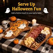 1PC Coffin‑Shaped Wood Gothic Tray, Halloween Harvest Back‑To‑School Tableware, Vintage Gothic Dinner Dessert Snack Plate, For Halloween Party Occult Tea Party, Kitchen Accessories & Gift - View 6
