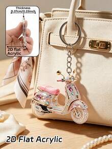 2D Acrylic Shiny Motorcycle-Shaped Keychain, Electric Vehicle Pattern Bag Charm, Daily Decorative Gift, Suitable For Backpack, Wallet, Phone, Earphone, Car Charm, Unique Birthday Gift, Party Gift, Back To School Gift, Teacher's Day Gift, Halloween Christmas Gift - Multicolor - View 4