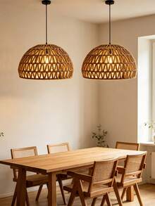 1pc Hand-Woven Paper Rope Lampshade - Bohemian Style, Vintage Country Style, Suitable For E26/E27 Screw Base, Easy To Install. Suitable For Autumn Home Decor, Bedroom Decor, Living Room Decor, Home Lighting, Bedroom LED Light, Ceiling Light Shade, Floor Lamp Shade, Table Lamp Shade, / Christmas Home Decor, Halloween Decor, Cafe And Restaurant Lighting. (Note: Light Bulb And Cord Not Included, This Set Only Includes The Lampshade.) - Semicircle - View 1