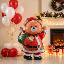 1pc Standing Backpack Christmas Bear Foil Balloon, Suitable For Christmas Party Decoration, Theme Party Setup, Mall Atmosphere Decoration, Christmas Photo Props, Christmas Atmosphere Decoration, Winter Theme Setup - View 4