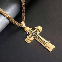 Kalung Salib Gotik Tebal Eropa dan Amerika untuk Pria, Liontin Rantai Bizantium Tebal Gaya Hip-Hop, Aksesori Streetwear - Salib Kekaisaran B - View 3