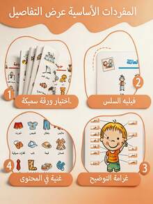 Arabic Vocabulary Picture Book, Cartoon Visual Education Book, For Daily Word Recognition - White - View 3