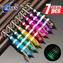 ANFS 7pcs Squid Fishing Lure Squid Jig, Artificial Fishing Bait For Octopus Cuttlefish, Shrimp Squid Hook, Saltwater Hard Bait - Multicolor - View 5