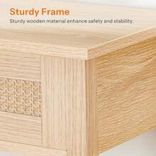 Mesa de consola estrecha con 2 cajones, mesa de sofá de 31.5 pulgadas con almacenamiento, espacio de almacenamiento abierto y oculto, decoración tejida, para pasillo y vestíbulo, natural - 1 - Ver 3