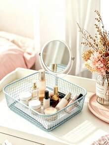 1PC Metal Square Desktop Storage Bins, Open‑Top Iron Storage Baskets For Desk Small Clutter Organizing, Minimalist Style Storage Container, Tabletop Small Supplies Holding Organizer For Office Desk Bedroom Vanity Daily All‑Season Use Gift Selection - Multicolor - View 5
