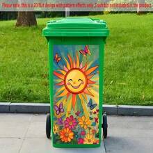 1pc Trash Can Sticker 14.57*32.28 Inches Colorful Rainbow & Butterfly Theme Design Self-Adhesive Wallpaper Suitable For Kitchen Trash Can Wall Decoration Home Beautification 2D Flat - A - View 2