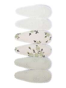 6pcs Pastoral Floral Print Water Drop Hair Clips, Gentle Lace Side Clips, Versatile Daily Decorative Hair Accessories - Mixed color - View 15