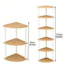 3/6‑Tier Corner Shelf Unit, Freestanding Wooden Look Corner Storage Rack, Multi‑Layer Display Shelving For Living Room Bedroom Bathroom Hallway - A - View 2