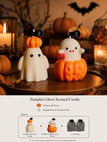 Halloween Scented Candle Set Pumpkin Ghost Candle Cute Cartoon Style Halloween Home Room Decor,Autumn Decor,Halloween Party Gifts For Women Smokeless Cozy Spooky‑Fun Decor Available In 1/2/4 Packs With Halloween Gift Bag - Pumpkin Ghost - View 13